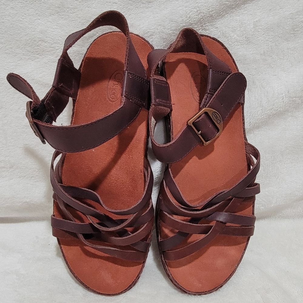 Womens 6 Chaco Fallon Java Brown Leather Strappy … - image 5